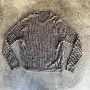 Club Room Mens Gray 2 Ply 100% Cashmere Ribbed Preppy Soft Sweater Sz M